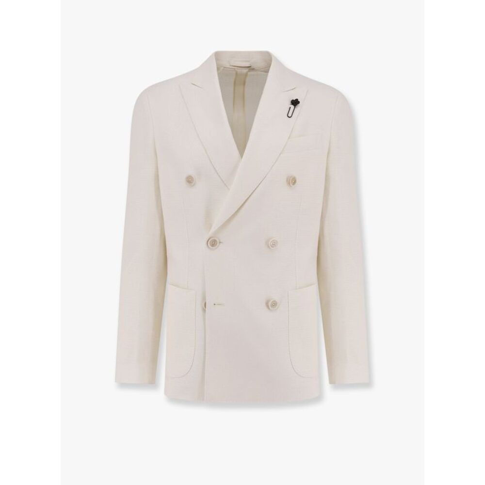 Lardini Men Roma Double-Breasted Blazer With Removable Iconic Brooch